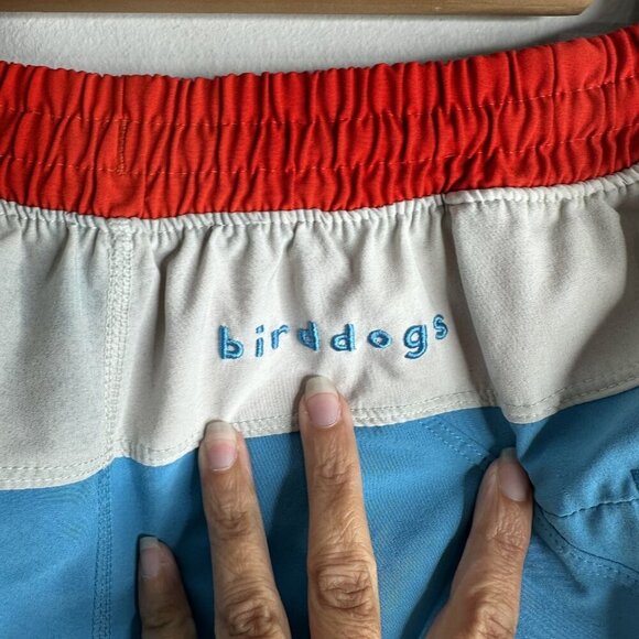 Birddogs Shorts Mens Medium Blue Red Performance Pockets Zipper Athletic Gym - Picture 10 of 13